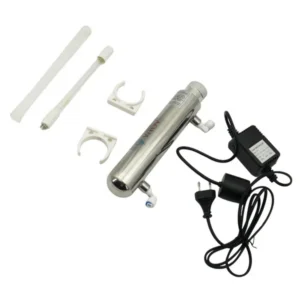 INV-UV-6W 6W: UV set components with stainless-steel chamber, lamp, protective sleeve, power supply and mounting clips
