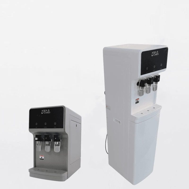 Aqua Cares countertop and floor-standing hot and cold water dispensers