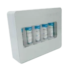 Angled view of the Aqua Cares UF-05B water purifier and its filter cartridge window
