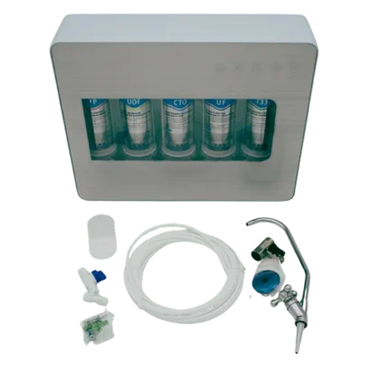 Aqua Cares UF-05B water purifier with faucet, tubing and installation fittings