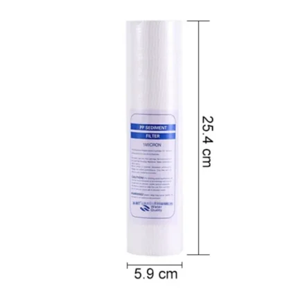 Dimensions reference for the FLT-PP-10 10-inch polypropylene sediment filter