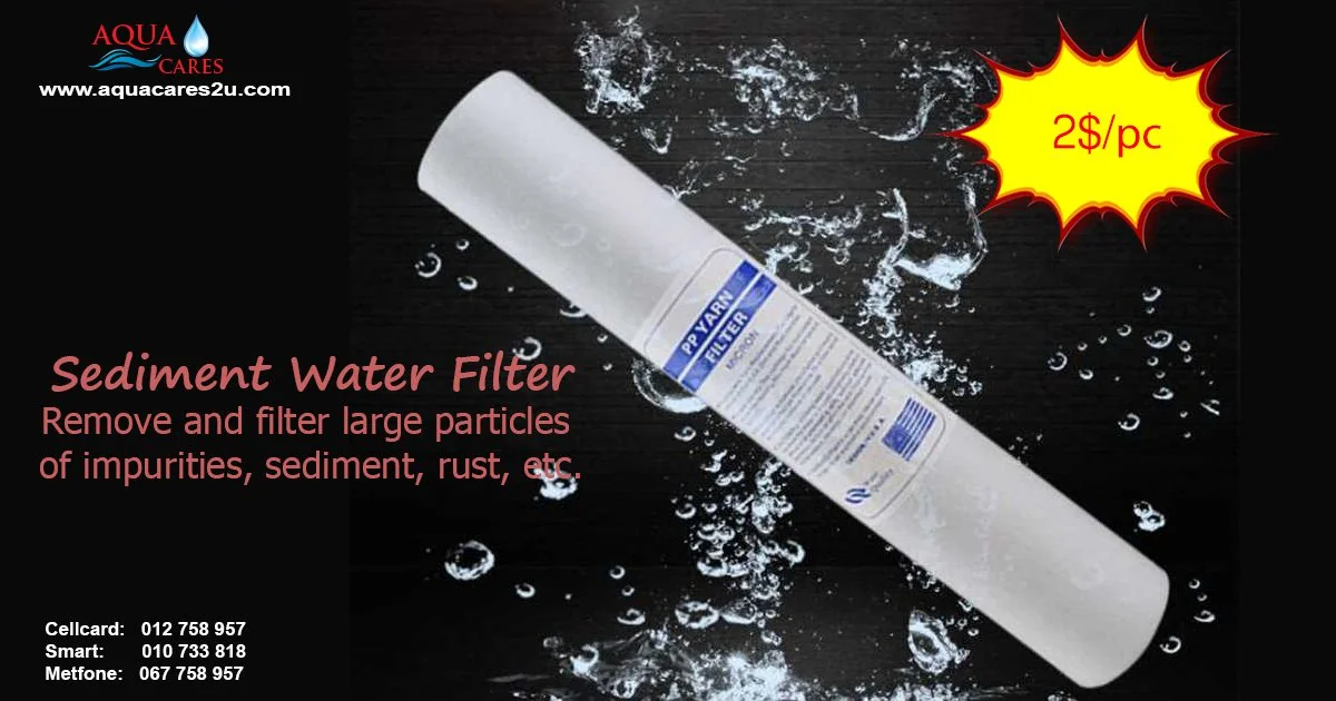 Aqua Cares PP sediment filter cartridge promotional graphic