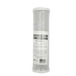 FLT-CTO-10 10-inch CTO carbon-block cartridge in a front view with white end caps and mesh covering