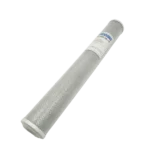FLT-CTO-20 20-inch CTO carbon-block cartridge, angled view, with mesh covering and white end caps
