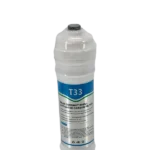 FLT-T33-10 white T33 inline coconut carbon filter cartridge in an upright view