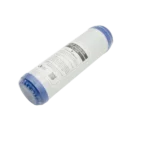 FLT-UDF-10 wrapped UDF carbon cartridge showing its label and blue end cap from the opposite angle