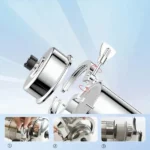INV-WH-UF1500 stainless-steel filter housing with clamp closure and lid-opening detail views